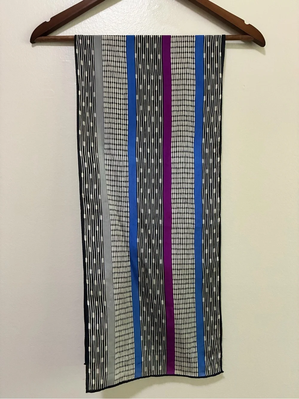 Echo Silk Striped Black, White, Blue & Purple Lightweight Scarf